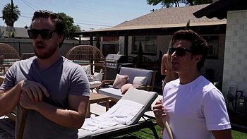 Three lucky guys fucked three hot babes in an intense threesome