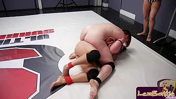 Strapon lesbian wrestlers scissoring