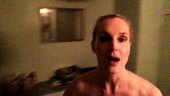 Amateur redhead milf sucking and foot job scene