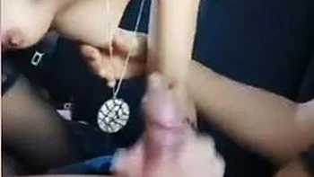 Exhib in car, she sucks a voyeur: Blowjob, Amateur  Blonde Porn
