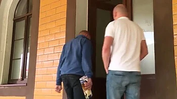 German Threesome Fuck with Stranger - Brunette MILF Swallows Cum Outdoor