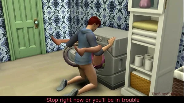 Sims 4, my voice, Seducing milf step mom was fucked on washing machine by her step son