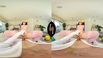EasterBunny: Blowjob, Cowgirl  Brunette VR Porn