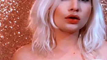 Cute blonde with big boobs solo