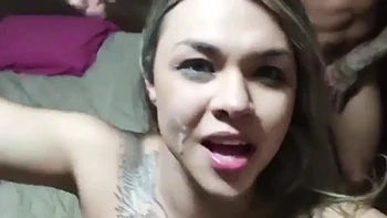 Beautiful and hot blonde with a big tail moaning and cumming while giving her pussy and very tasty spit: Porn
