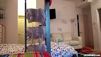 Facialised petite brunette Little Bailey gets fucked hard