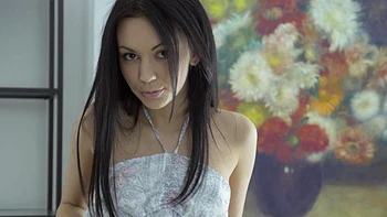 Hot Brunette Vikki Strips and Masturbates Sexy