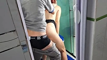 Skinny Redhead Latina Gets Slammed Hard by Plumber - Amateur BJ & Cumshot