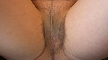 Hairy BBW MILF Spreads Thick Legs in Nylon Pantyhose - Close Up Pussy Fingering & Orgasm