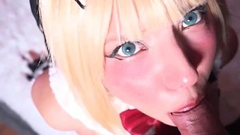 Mamada y perrito con mi pequeña cosplay