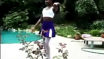 Ebony by the pool: Blowjob, Doggy  Cowgirl Porn