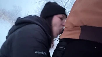 Mya Lane's Snowy Outdoor Doggy Almost Caught