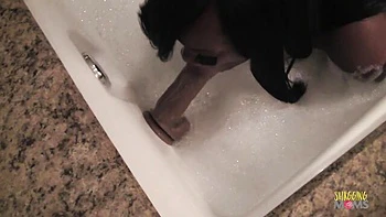 Brunette Milf Fucked and Blown in Heels Shower