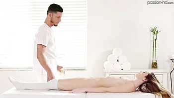 Oiled Mackenzie Mace rides long cock