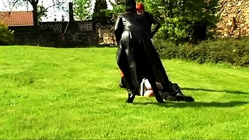 Domina Liza & Mistress Rouge Spank Redhead Outdoors