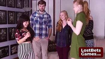 Wild strip Rock Paper Scissors with teens getting naked
