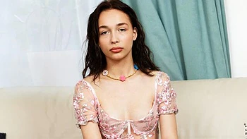 Young brunette Lucia Grace jerks off her tight pussy