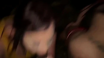 Queen Rogue & Virgo Peridot Fuck Threesome Outdoors at Night