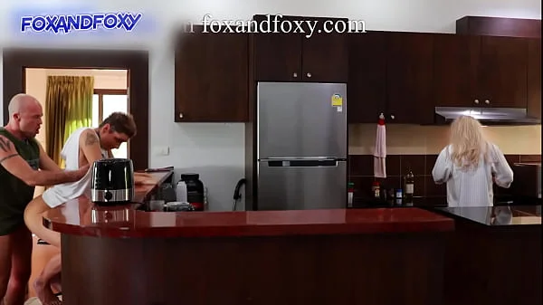 Almost caught surprise anal creampie ass fucking close to mother-in-law cooking breakfast