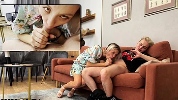 Katherin's naughty anal and blowjob on couch