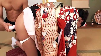 Konata Suzumiya in Kimono Gets Her Virgin Pussy Fucked