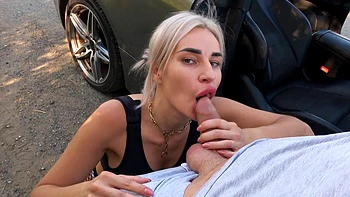 Blonde Coco De Wit gets balls licked in fishnet lingerie