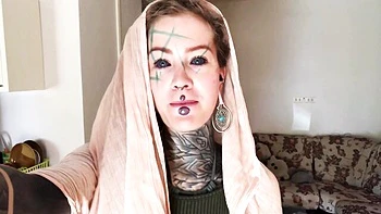 Tattooed skinny babe with dreadlocks fucked on beach