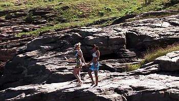 Tarra & Aneta's Pantyhose Lesbian Fingering 69 Outdoors