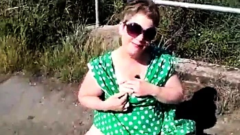 British Thick Babe Masturbates Outdoors in Lingerie