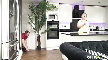 Blonde milf sucks and cums over 40