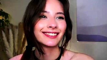 Cute curly brunette solo webcam masturbation